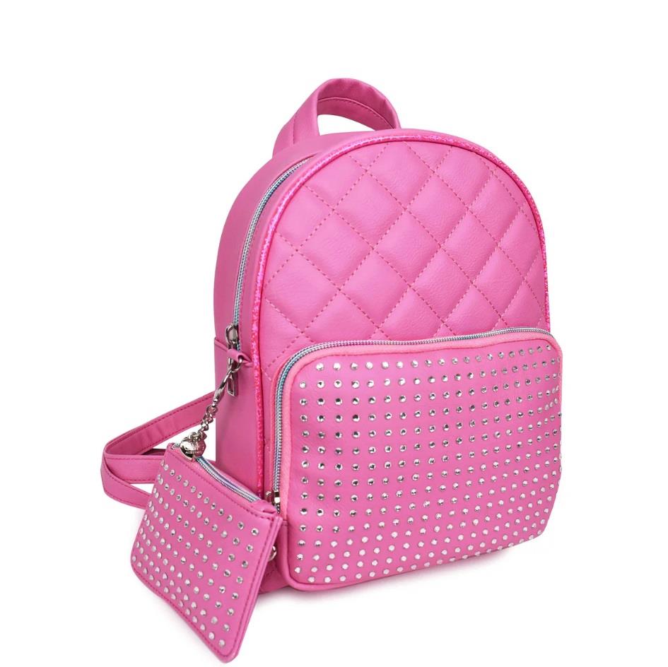 OMG Rhinestone Quilted Mini Backpack with Coin Purse