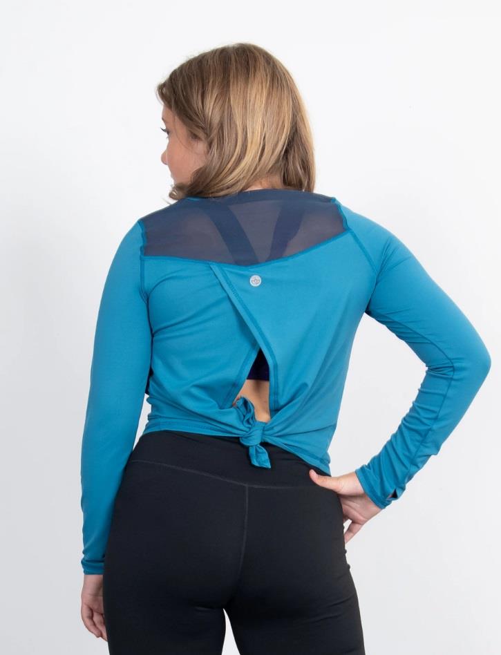 Jill Yoga Mesh Yoke Split Back Long Sleeve Top