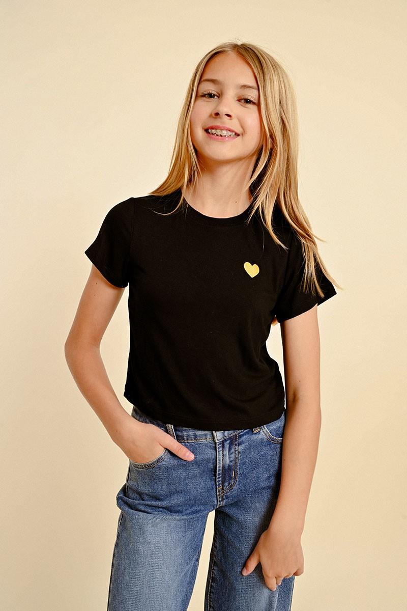 Mini Molly Crop T-Shirt with Gold Heart