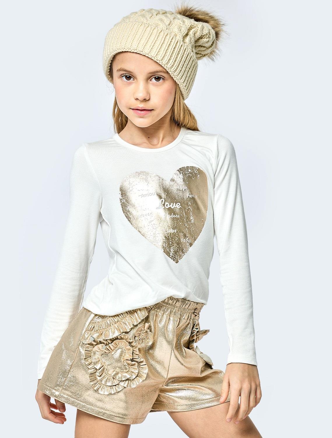 Hannah Banana Foil Heart Long Sleeve Top