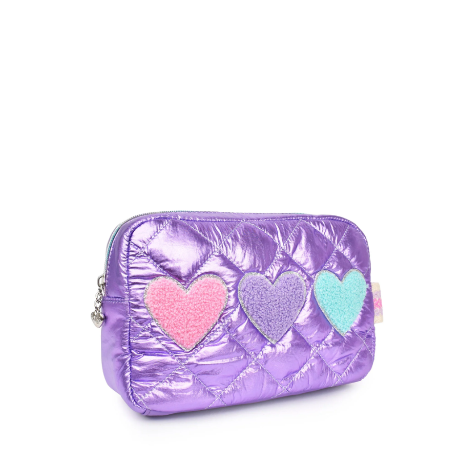 OMG Metallic Quilted Heart-Patched Pouch