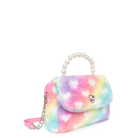 OMG Heart-Printed Plush Flap Front Crossbody