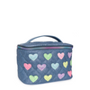 OMG Glitter Heart-Patched Denim Quilted Glam Bag