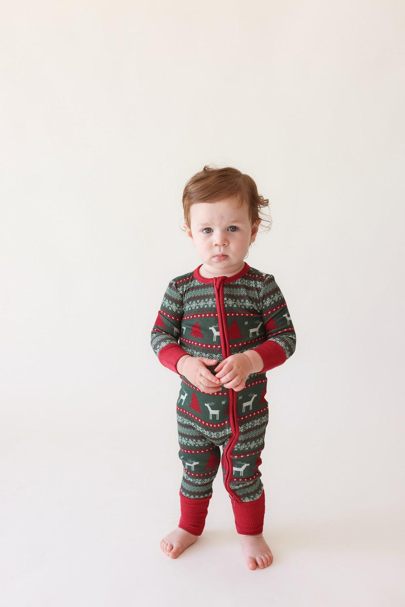 Posh Peanut Holiday Fair Isle Convertible Onesie