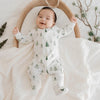 Petit Lem Christmas Tree Print Footed Onesie