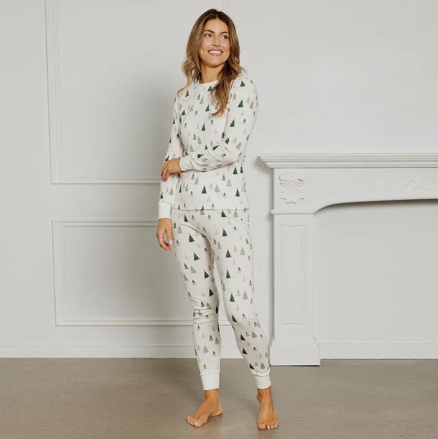 Petit Lem Women's Christmas Tree Print PJ Set