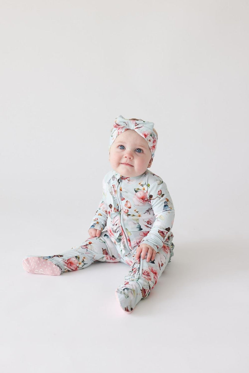 Posh Peanut Melinda Ruffled Footed Onesie