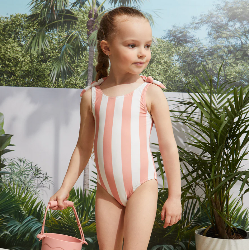 Miles The Label Coral Striped Swimsuit