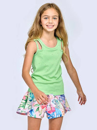 Hannah Banana Rhinestone Cut-Out Ribbed Tank Top