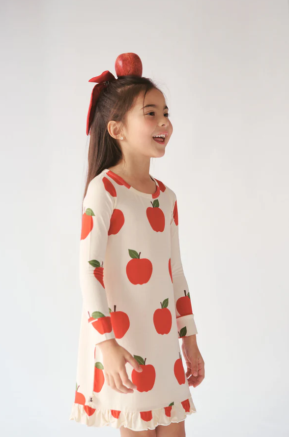 Bambi & Birdie Apple Long Sleeve Ruffled Sleep Dress