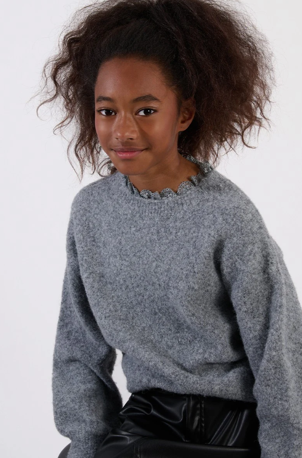 Molly Bracken Girl Lace Collar Knitted Sweater