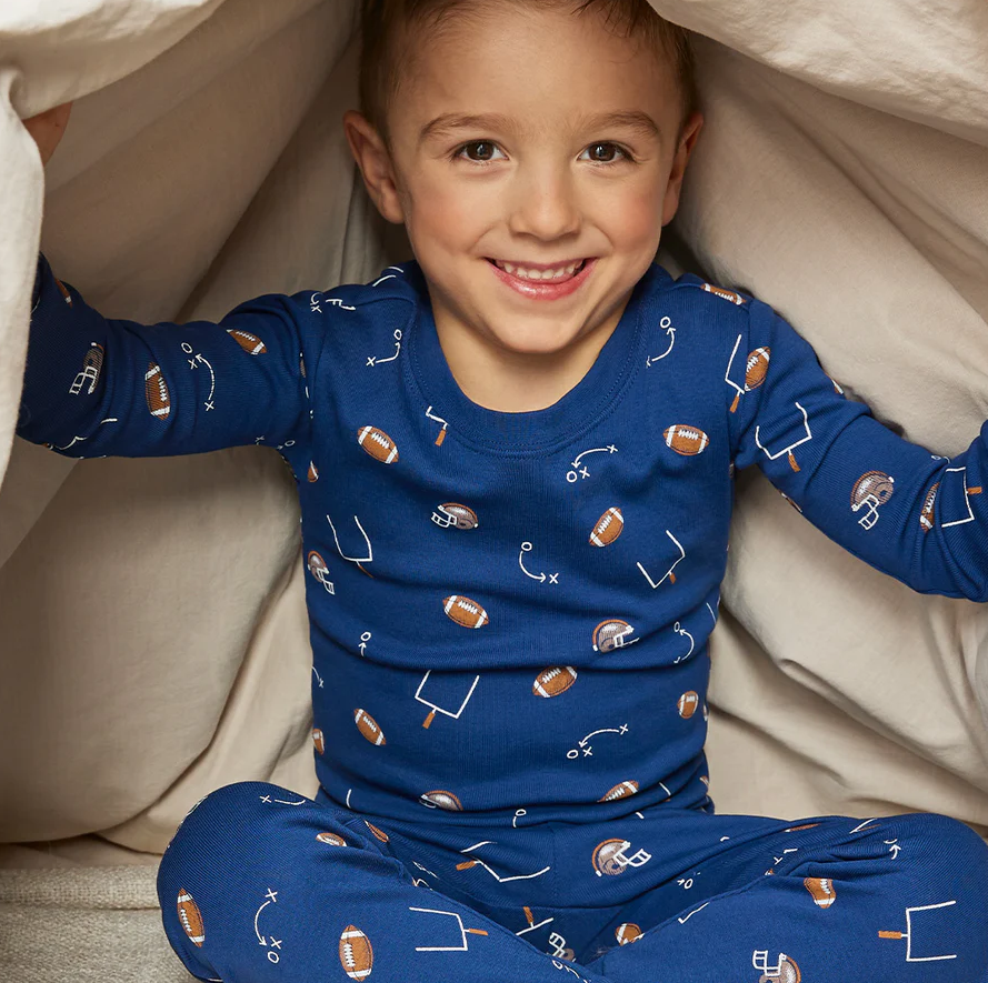 Petit Lem Football Play Print PJ Set