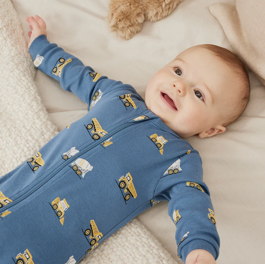 Petit Lem Construction Truck Print Sleeper