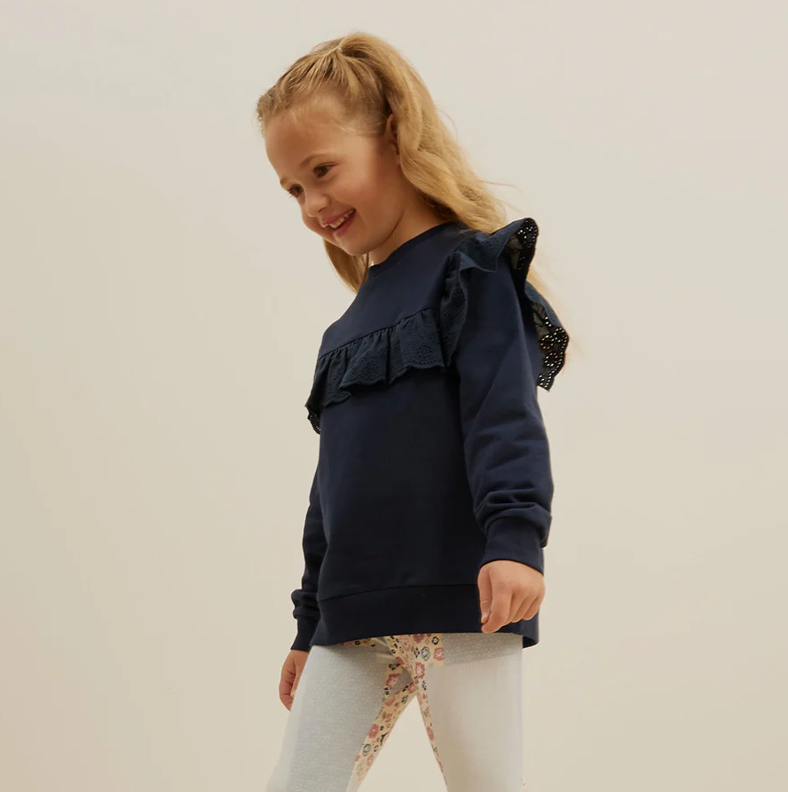 Miles The Label Eyelet Detail Long Sleeve Top