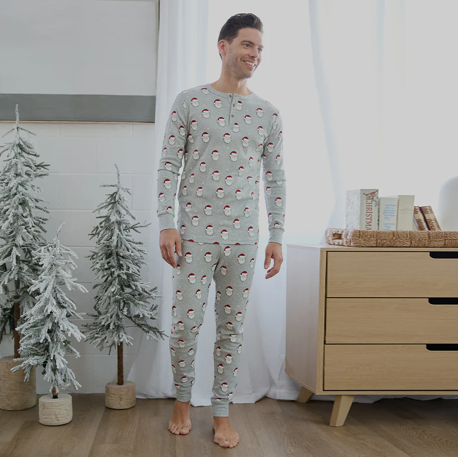 Petit Lem Men's Santa Print PJ Set
