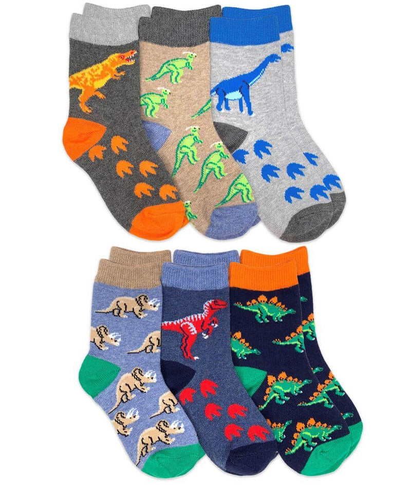 Jefferies 6pk Dinosaur Pattern Crew Socks
