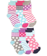 Jefferies 6pk Dots & Stripes Crew Socks