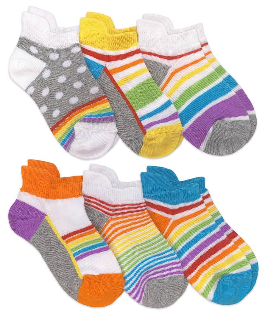 Jefferies 6pk Rainbow Sport Tab Low Cut Socks
