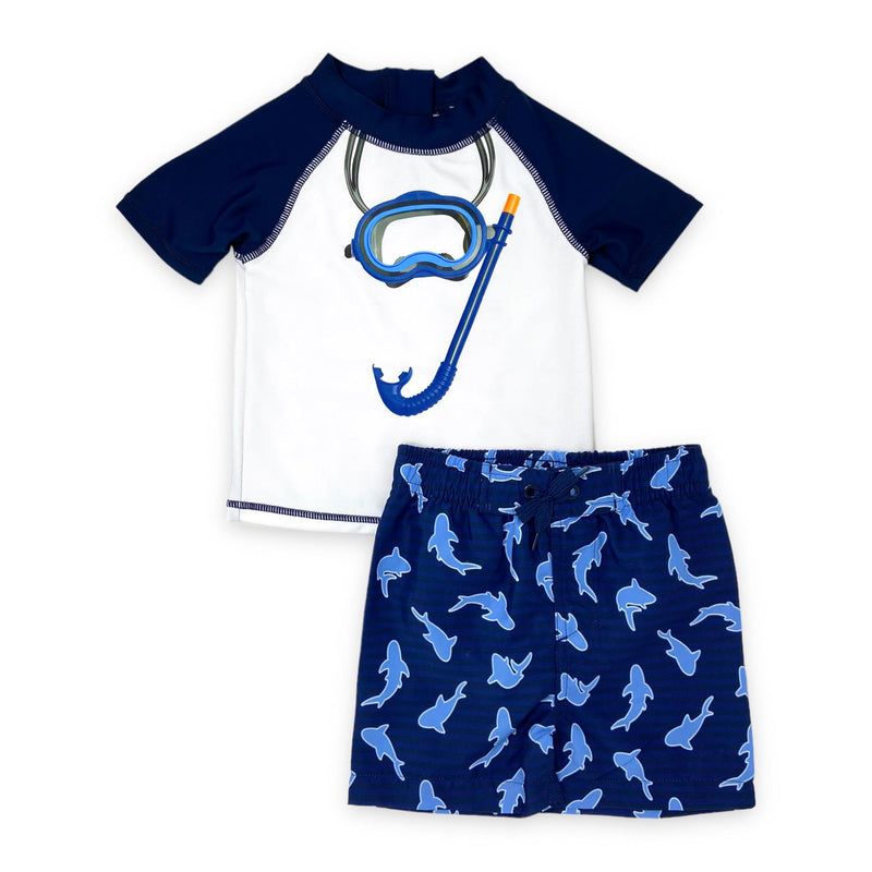 M.I.D Shark Rash Guard & Swim Trunk Set