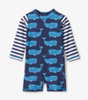 Hatley Block Whales One-Piece Rash Guard