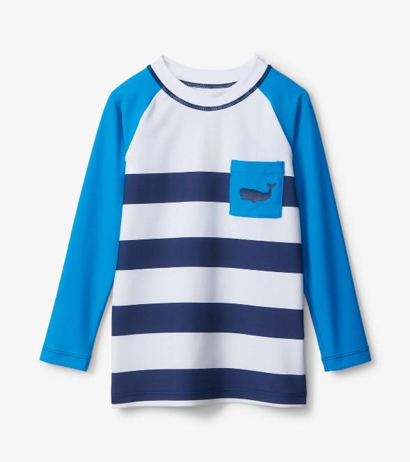 Hatley Whale Stripes Pocket Rash Guard