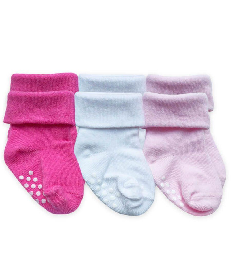 Jefferies 3pk Non-Skid Turn Cuff Socks