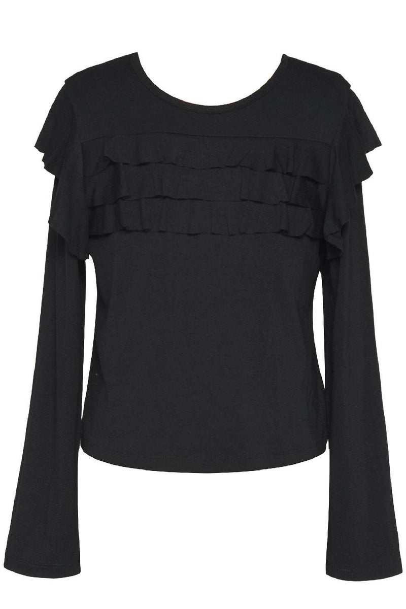 Hannah Banana Ruffle Front Long Sleeve Top