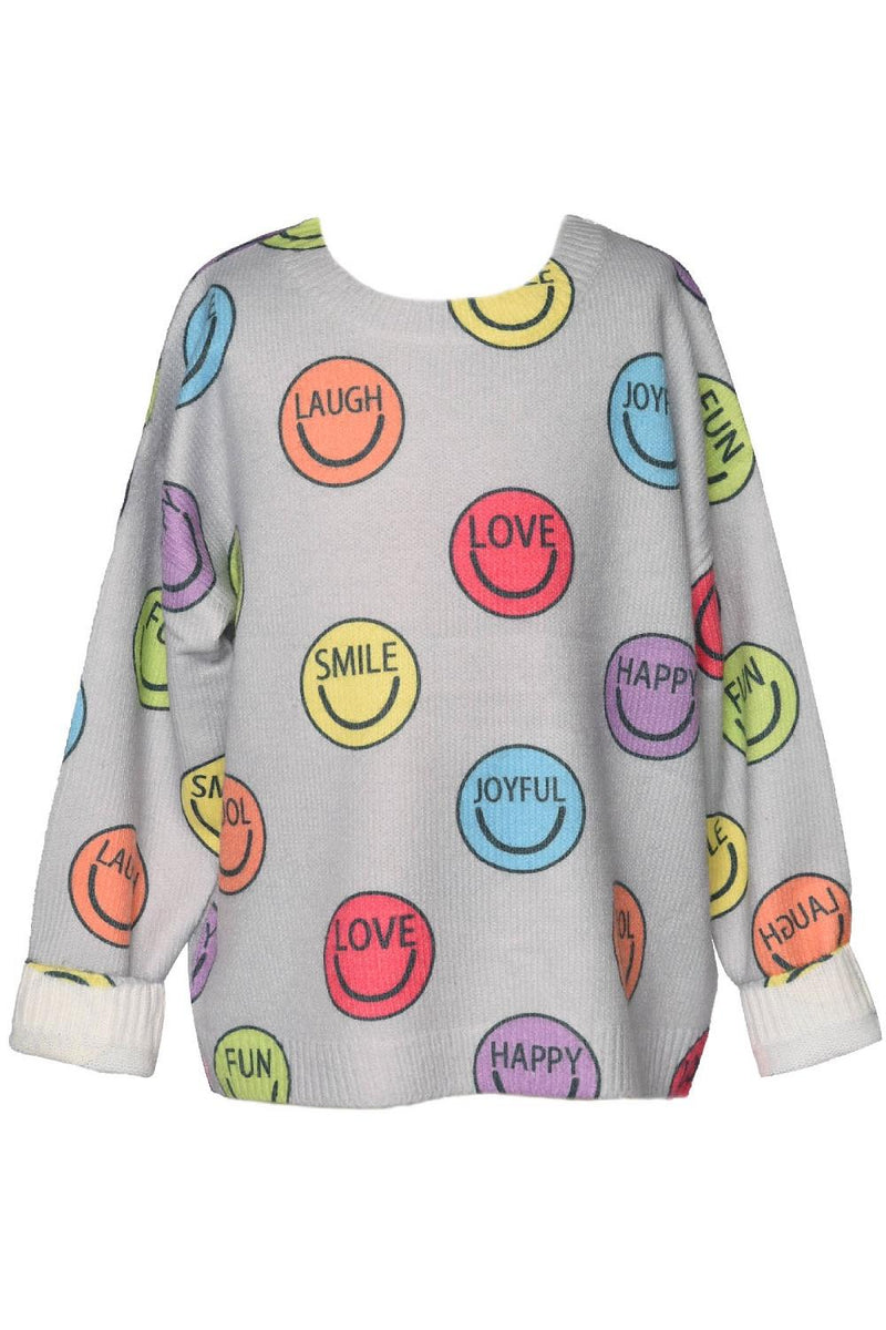 Baby Sara Happy Face Print Sweater