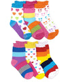 Jefferies 6pk Rainbow Stripes Hearts Smiley Face Crew Socks
