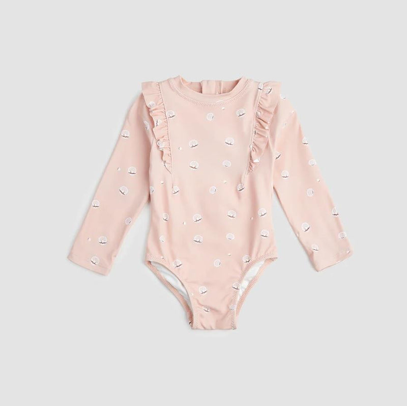 Miles The Label Baby Pearl Shell Print Long Sleeve Swimsuit
