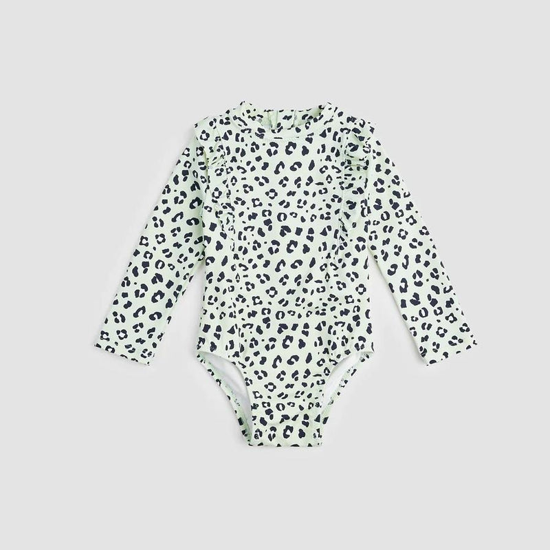 Miles The Label Leopard Print Long Sleeve Swimsuit