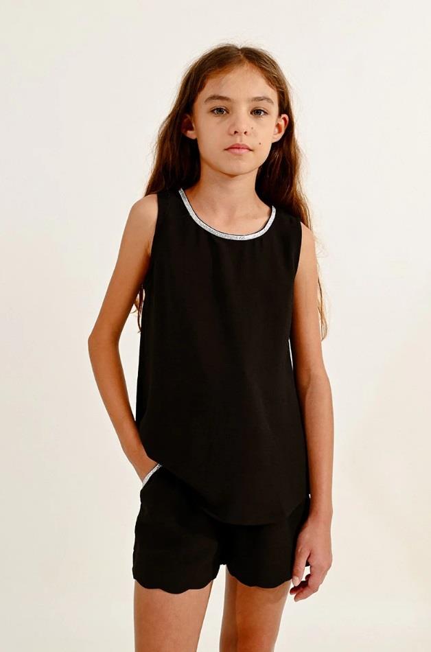 Mini Molly Tank Top with Silver Collar Detail