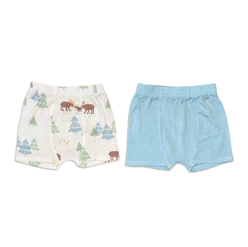 Silkberry 2 Pack Moose Woods Print/Sky Boxer Briefs