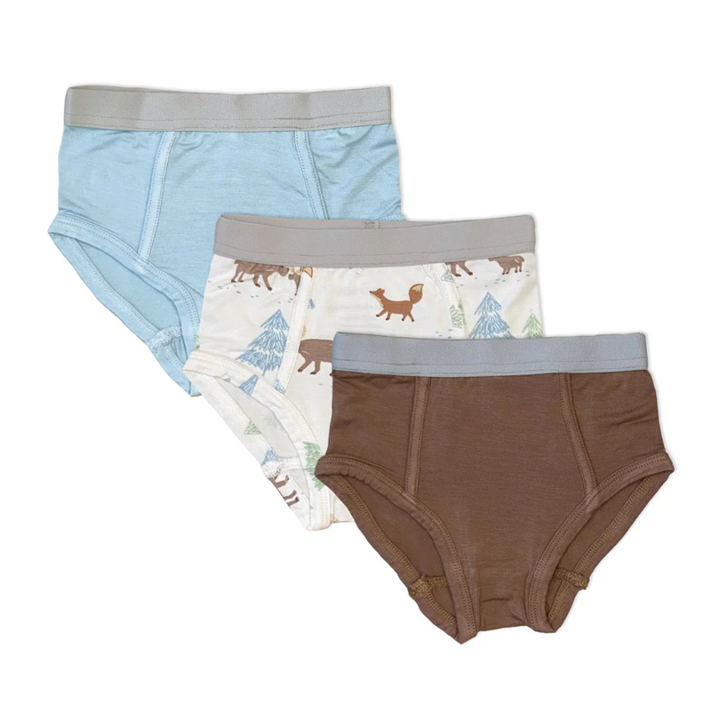 Silkberry 3 Pack Sky/Beaver Fur/Moose Woods Print Briefs