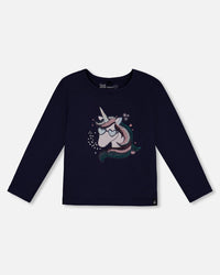 Deux Par Deux Unicorn Long Sleeve Top