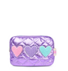 OMG Metallic Quilted Heart-Patched Pouch