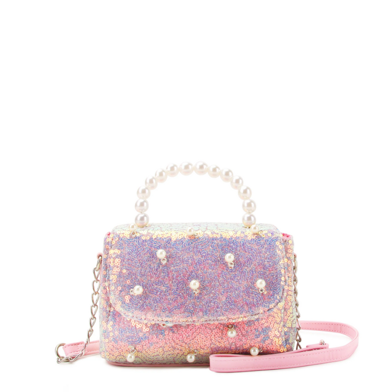 OMG Sequins Pearl Top Handle Crossbody