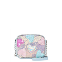 OMG Heart-Patched Sequins Crossbody Bag