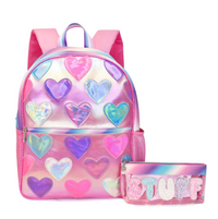 OMG Metallic Large Backpack with 'Stuff' Clear Pencil Pouch