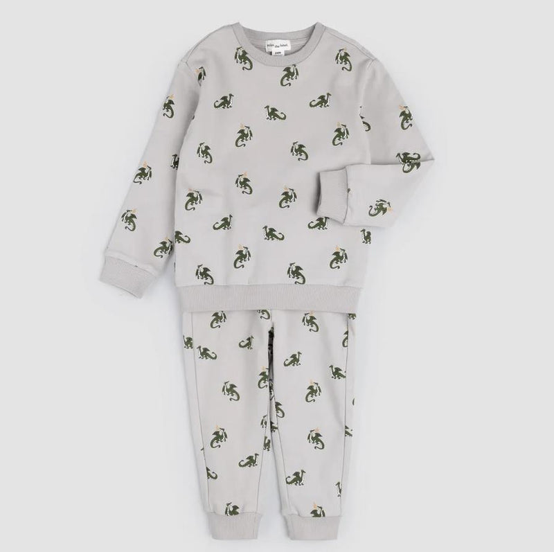 Miles The Label Baby Dragon Print Sweatshirt & Jogger Set