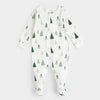 Petit Lem Christmas Tree Print Footed Onesie