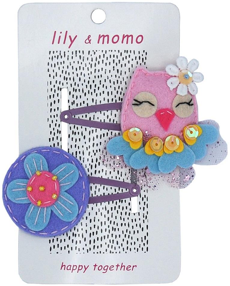 Lily & Momo Flower Owl Hair Clips