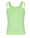 Hannah Banana Rhinestone Cut-Out Ribbed Tank Top