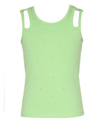 Hannah Banana Rhinestone Cut-Out Ribbed Tank Top