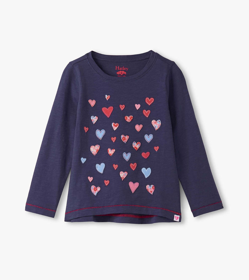 Hatley Falling Hearts Long Sleeve Top