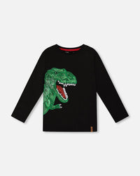 Deux Par Deux Jersey Long Sleeve With Dinosaur