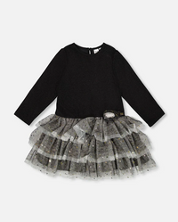 Deux Par Deux Glittering Mesh Party Dress