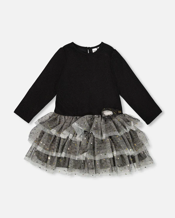 Deux Par Deux Glittering Mesh Party Dress