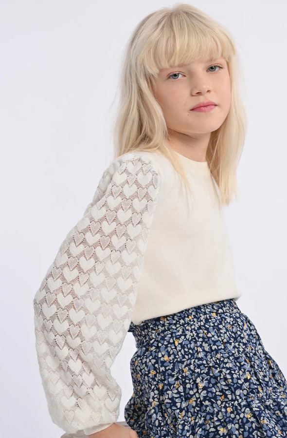 Molly Bracken Girl Puffed Sleeve Sweater