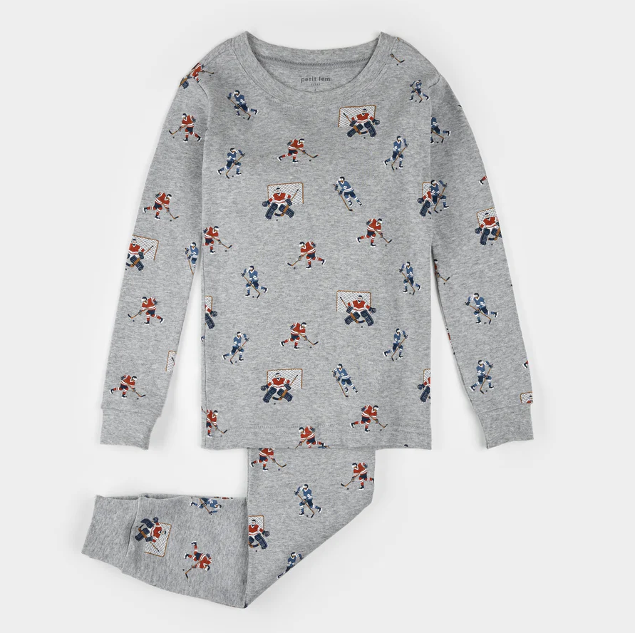 Petit Lem Hockey Players Print PJ Set